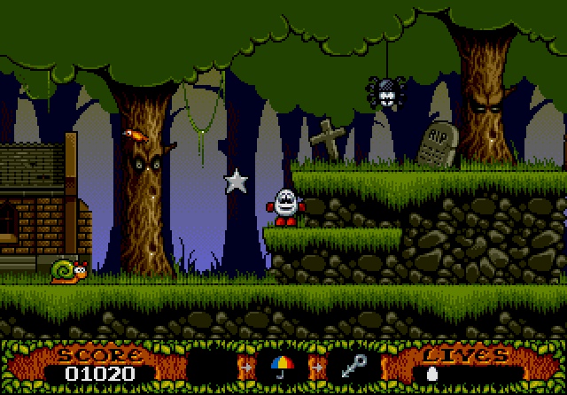 Fantastic Adventures of Dizzy, The IBM PC/Compatibles Screenshot: There's plenty more stars to collect, and creatures to avoid...