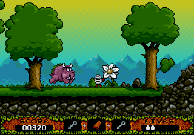 Fantastic Adventures of Dizzy, The IBM PC/Compatibles Screenshot: Something's charging me, better run quick!
