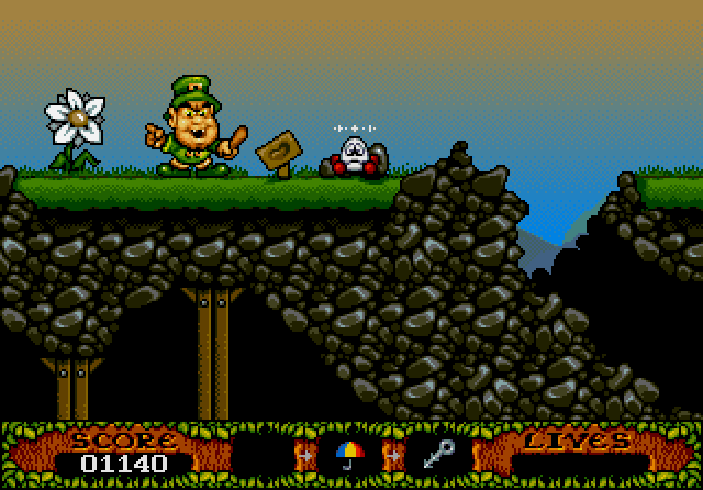Fantastic Adventures of Dizzy, The IBM PC/Compatibles Screenshot: This guy won't let me pass...
