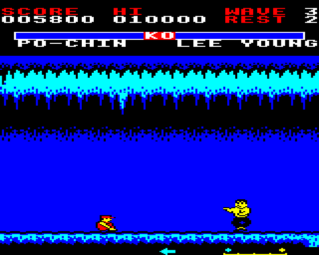 Yie Ar Kung-Fu 2: The Emperor Yie-Gah BBC Micro Screenshot: On to wave 3 now...