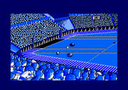 Xeno for Amstrad CPC - Uh oh, the blue player is closing in on the goal...