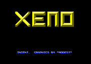 Xeno for Amstrad CPC - Title screen with credits scrolling along the bottom.