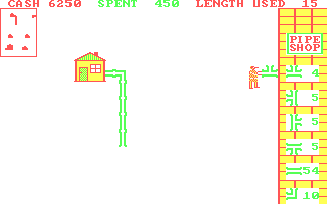 Pipes IBM PC/Compatibles Screenshot: Picking up a pipe to add to the system...