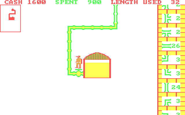 Pipes IBM PC/Compatibles Screenshot: Houses connected, turning the water on...