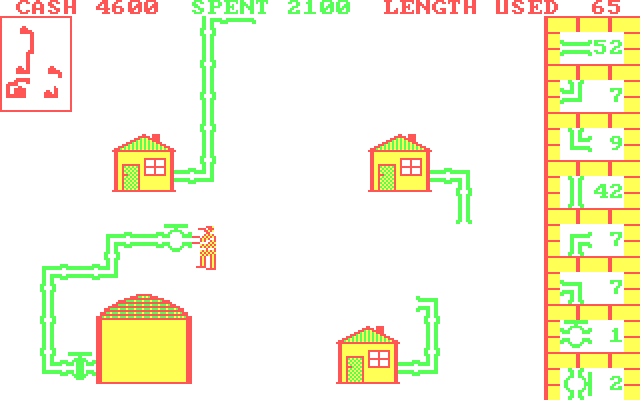 Pipes IBM PC/Compatibles Screenshot: Placing pipe pieces...