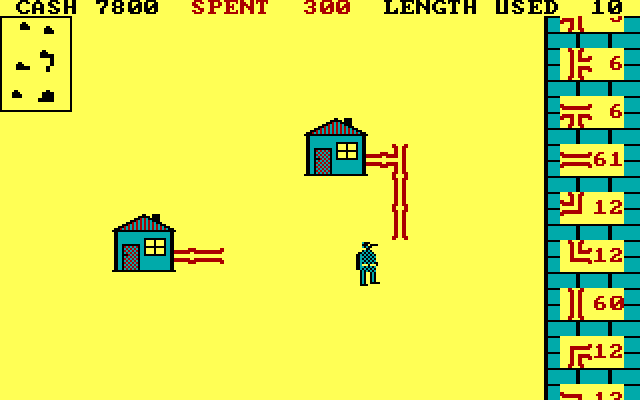 Pipes IBM PC/Compatibles Screenshot: You can connect up to 5 houses.