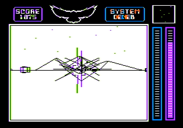 Stellar 7 Apple II Screenshot: I'm hit! Game over.