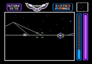 Stellar 7 for Apple II - Watch out for these laser turrets in the Antares system.