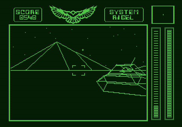 Stellar 7 Apple II Screenshot: Tank attack on Rigel!