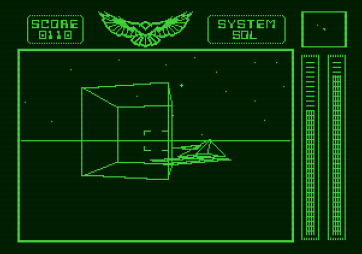 Stellar 7 for Apple II - My opponent hides behind an obstacle.