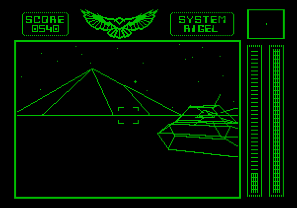 Stellar 7 Apple II Screenshot: Tank attack on Rigel!