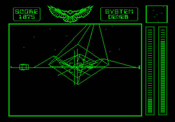 Stellar 7 Apple II Screenshot: I'm being attacked on Deneb!