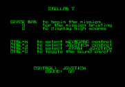 Stellar 7 for Apple II - The main menu.