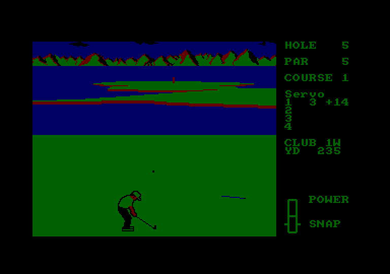 Leader Board Amstrad CPC Screenshot: 235 yards to go...