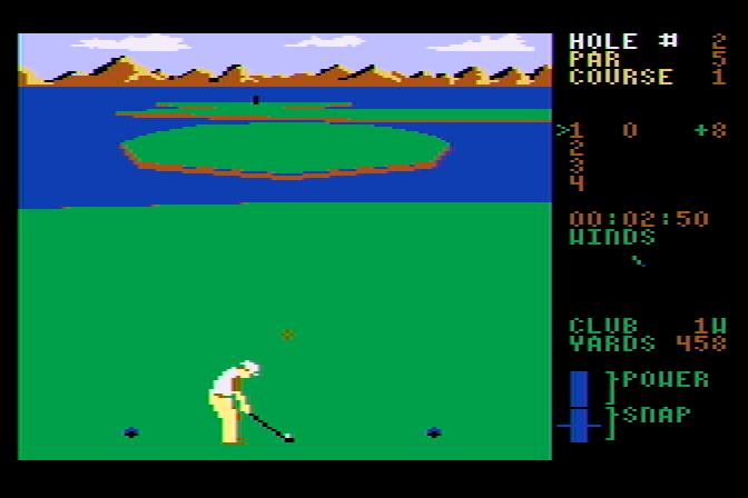 Leader Board Atari 8-bit Screenshot: The second hole start.