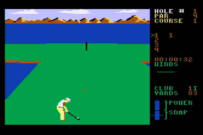 Leader Board Atari 8-bit Screenshot: There's the hole!