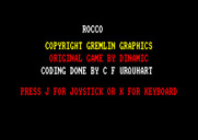 Rocco for Amstrad CPC - Select joystick or keyboard to begin the game!