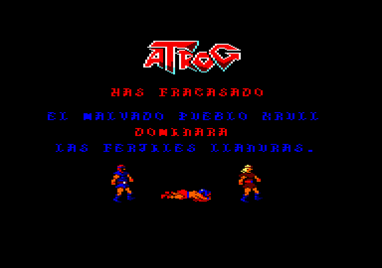 Atrog Amstrad CPC Screenshot: Game over.