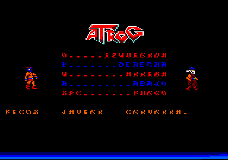 Atrog Amstrad CPC Screenshot: Main menu.