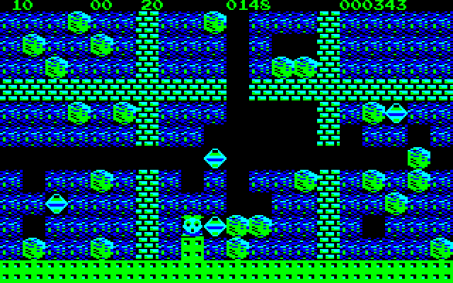 Boulder Dash PC-8800 Series Screenshot: Start of the second cave.