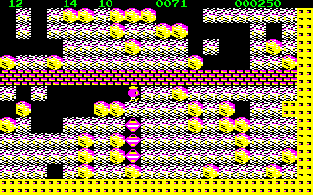 Boulder Dash PC-8800 Series Screenshot: I have enough diamonds, here's the exit!