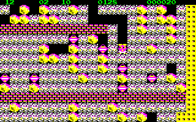 Boulder Dash PC-8800 Series Screenshot: Collecting diamonds...