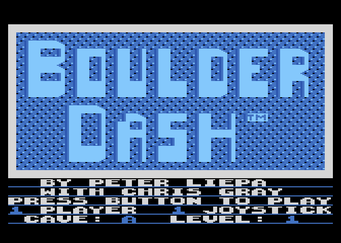 Boulder Dash Atari 8-bit Screenshot: Main menu.