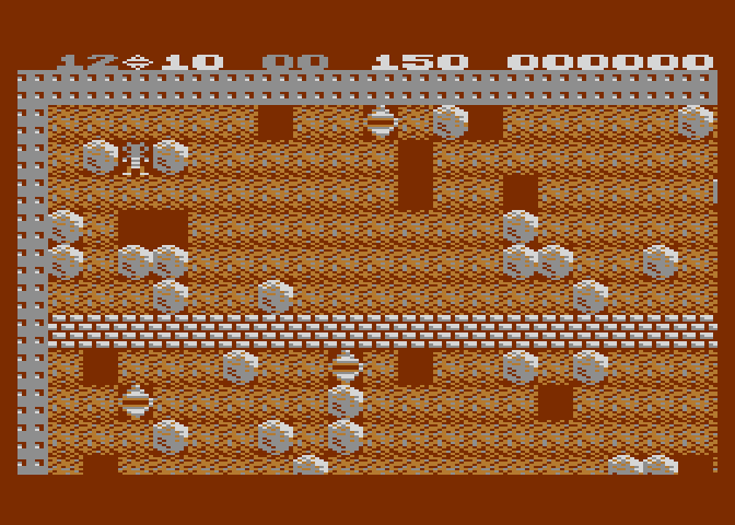 Boulder Dash Atari 8-bit Screenshot: Game start.