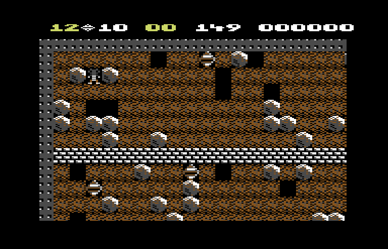 Boulder Dash Commodore 64 Screenshot: Game start.