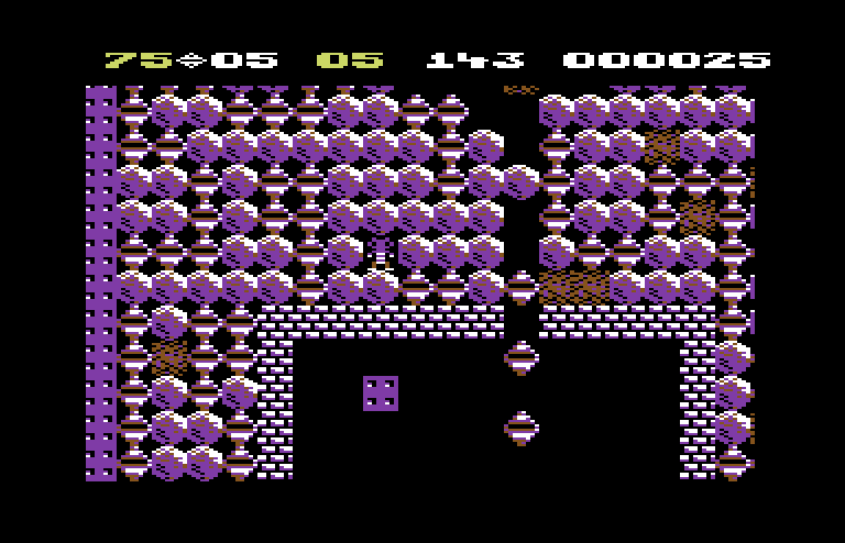 Boulder Dash Commodore 64 Screenshot: I've created an avalanche!