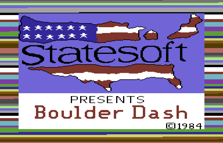 Boulder Dash Commodore 64 Screenshot: Loading screen (State Soft release).