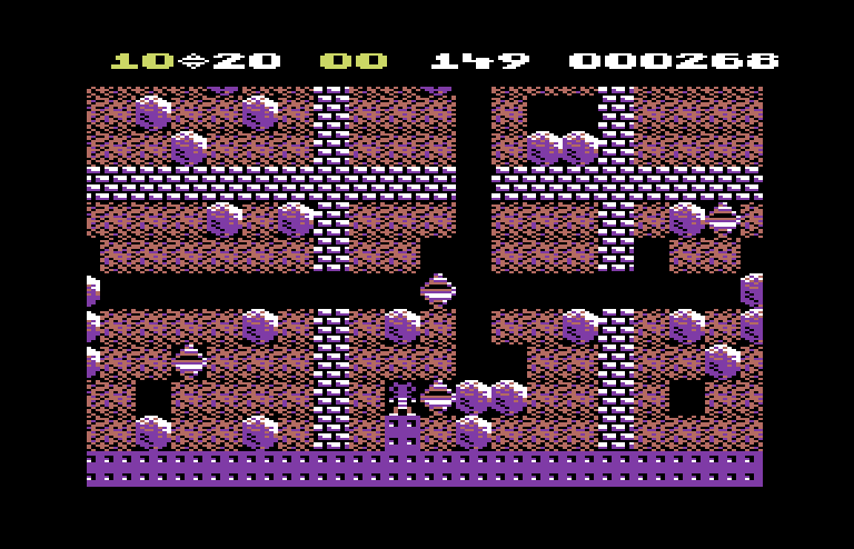 Boulder Dash Commodore 64 Screenshot: Start of the second cave.
