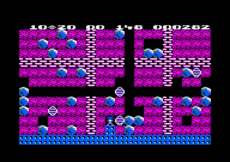 Boulder Dash Amstrad CPC Screenshot: Start of the second level.