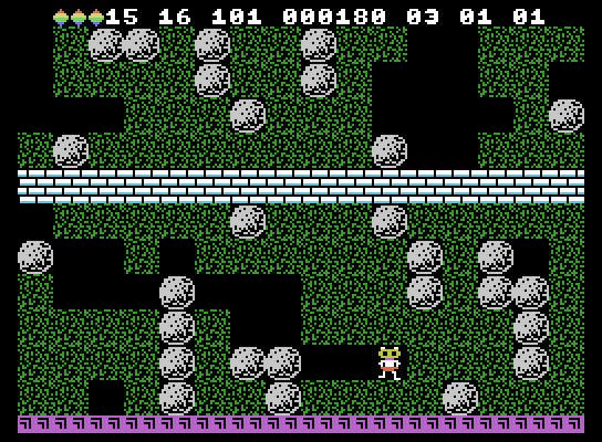 Boulder Dash ColecoVision Screenshot: Collect diamonds, then run for the exit...