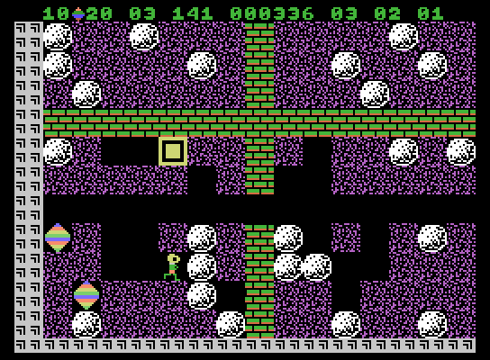 Boulder Dash ColecoVision Screenshot: Watch out for those boxes, they're deadly...