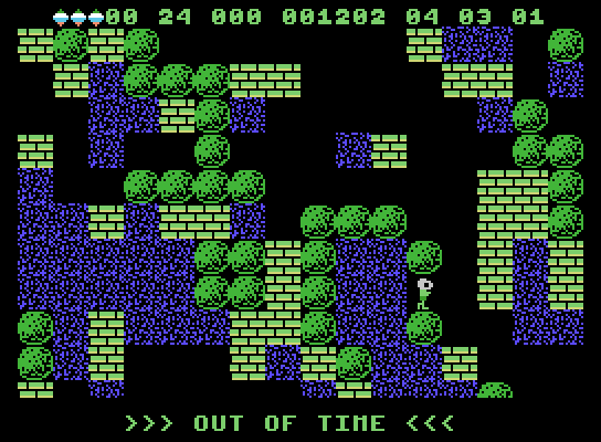 Boulder Dash ColecoVision Screenshot: Oh no, out of time!