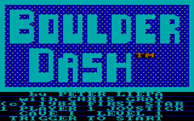 Boulder Dash IBM PC/Compatibles Screenshot: The main menu.