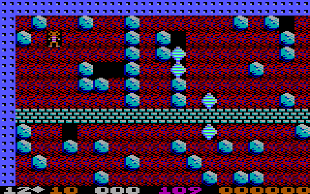 Boulder Dash IBM PC/Compatibles Screenshot: Starting the first cave.