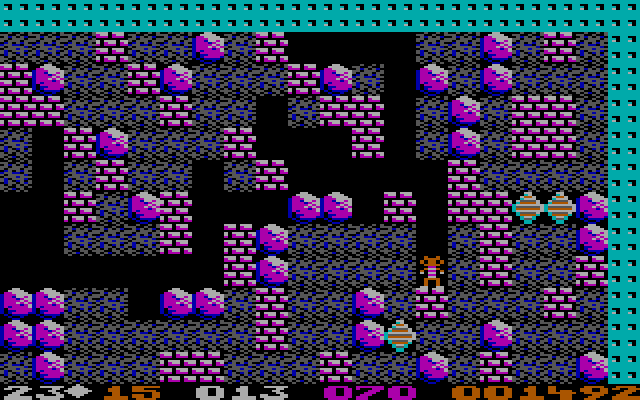 Boulder Dash IBM PC/Compatibles Screenshot: Think carefully, don't trap yourself!