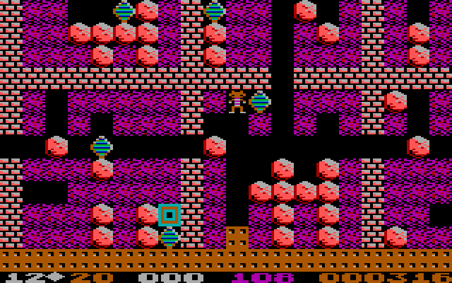 Boulder Dash IBM PC/Compatibles Screenshot: Collecting diamonds in cave B.