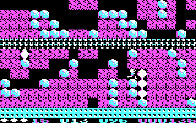 Boulder Dash IBM PC/Compatibles Screenshot: Collecting diamonds...