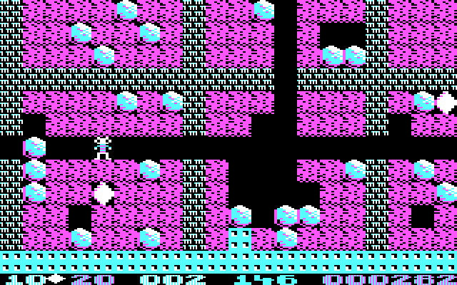 Boulder Dash IBM PC/Compatibles Screenshot: Need more diamonds before the exit becomes available.