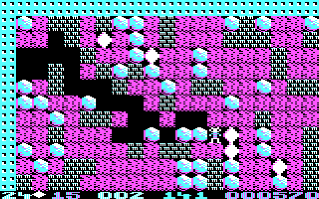Boulder Dash IBM PC/Compatibles Screenshot: Lots of boulders to dodge in this cave.