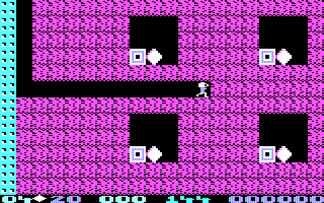 Boulder Dash IBM PC/Compatibles Screenshot: You need to dodge or crush the boxes before they get you.