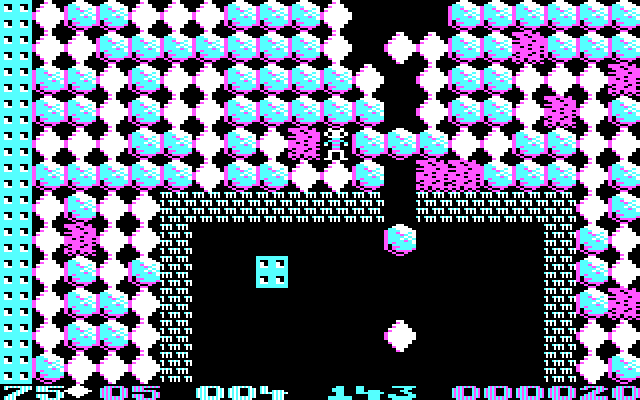 Boulder Dash IBM PC/Compatibles Screenshot: Trapped, but falling boulders may clear the way.