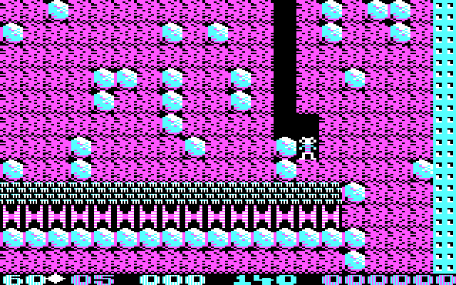 Boulder Dash IBM PC/Compatibles Screenshot: Yikes, lots of those butterfly creatures here...