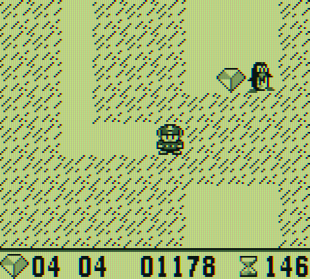Boulder Dash Game Boy Screenshot: These diamonds are guarded by creatures!