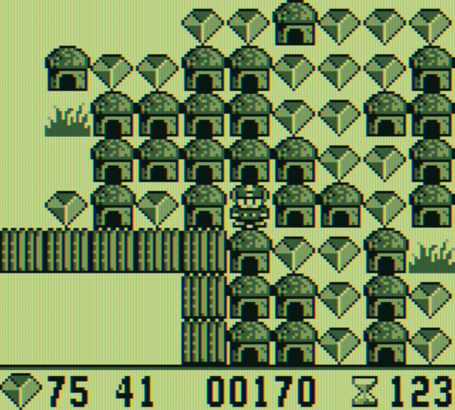 Boulder Dash Game Boy Screenshot: Oops, I'm stuck!