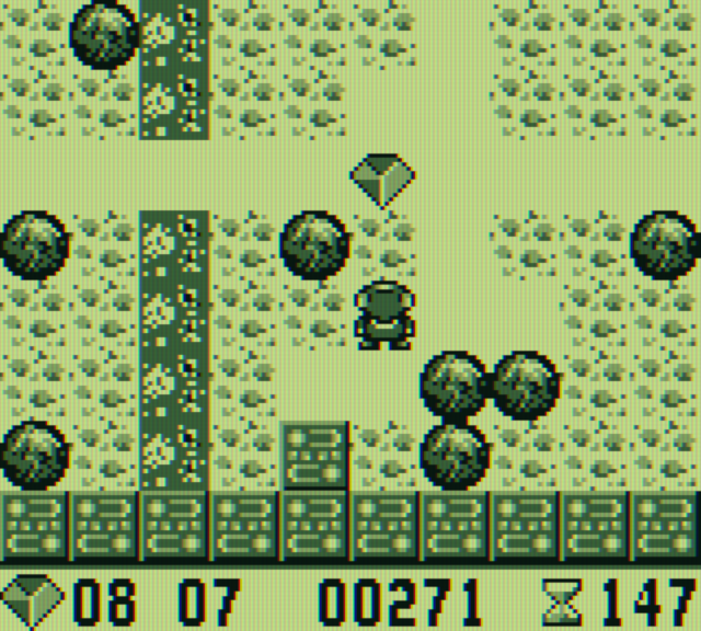 Boulder Dash Game Boy Screenshot: Start of the second level.