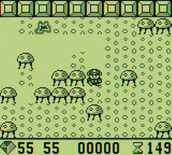 Boulder Dash for Game Boy - Slime will slowly grow on this level...